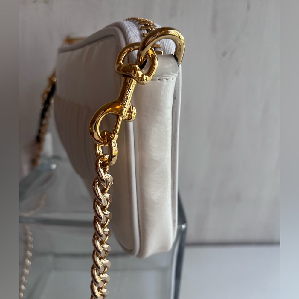 MOSCHINO Patent Leather Logo Shoulder Bag White - Picture 9 of 14